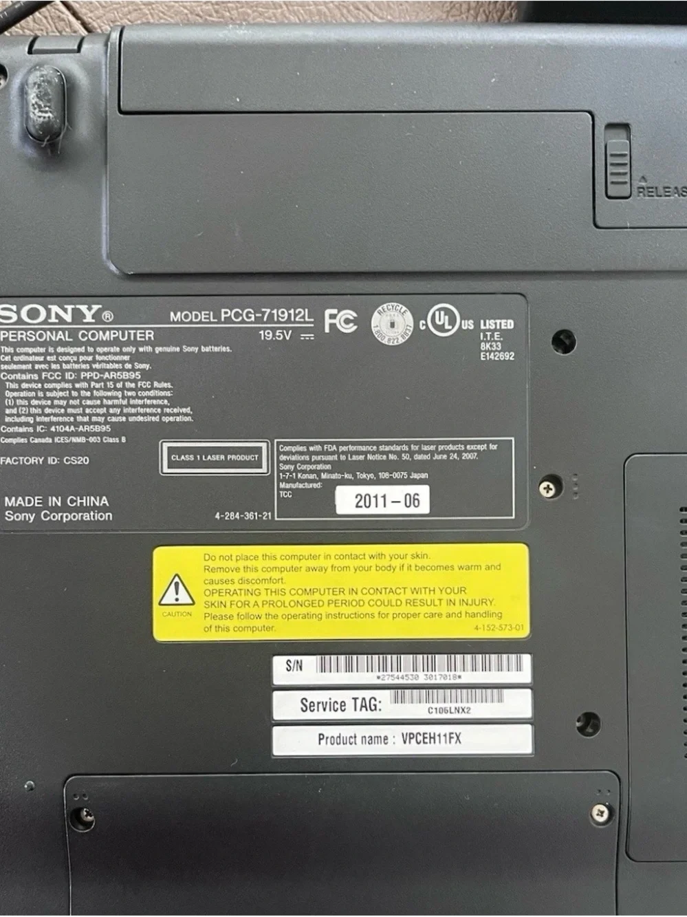 Sony VAIO PCG-71912L15.5